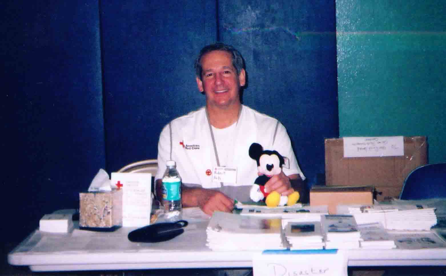 Dr. Robert Fels providing Mental Health Support Services to Red Cross Volunteers and Hurricane Survivors at the West Palm Beach Service Center during October, 2004.