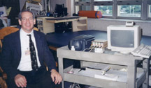 Biofeedback therapist Dr. Robert Fels viewed at his mobile biofeedback lab parked in a pediatric rehabilitation gym at Memorial Regional Hospital, Hollywood, Florida during 2001.